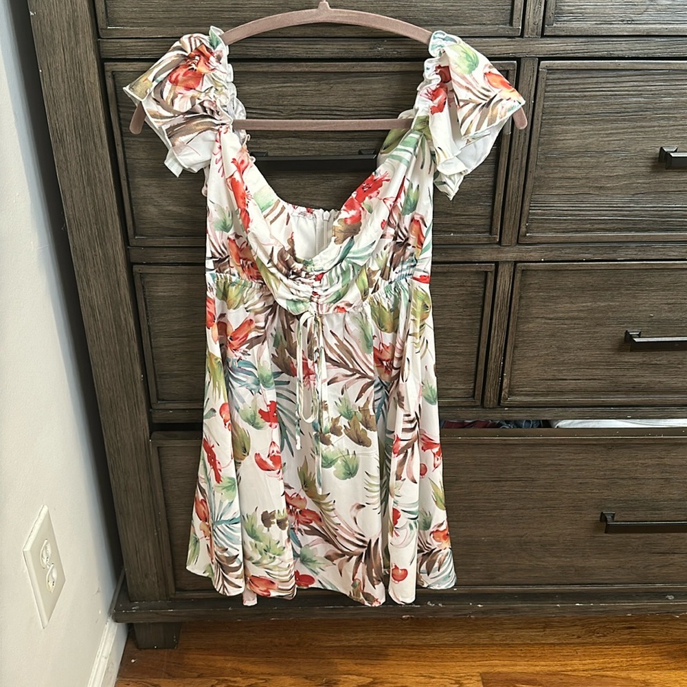 Flower printed mini-dress